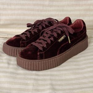 Puma Fenty Creeper Velvet Shoes Womens Size 9 Burgundy Rihanna 366466-02 Sneaker